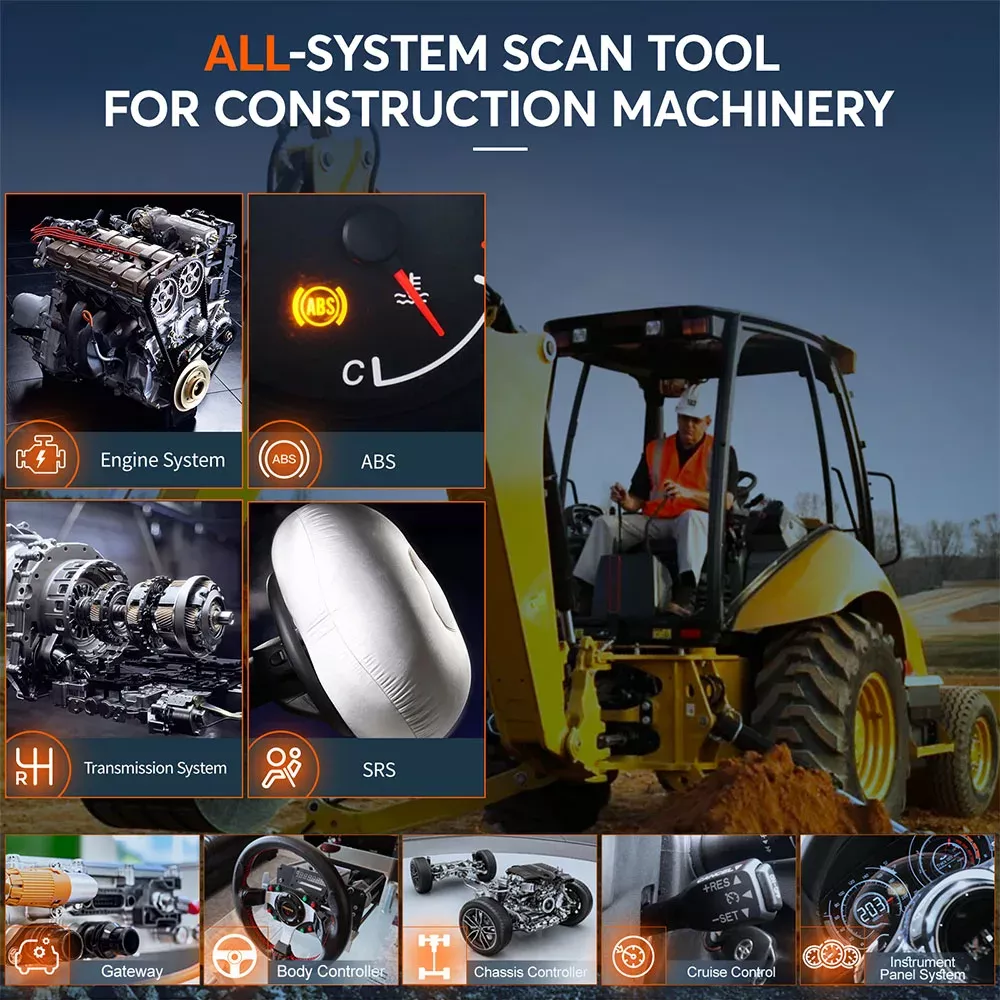 ANCEL HD3600 ferramenta de varredura de máquinas de construção D-P-F sistema completo ferramentas de varredura de caminhão pesado para Caterpillar/Komatsu/Volvo