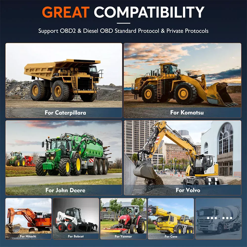 ANCEL HD3600 ferramenta de varredura de máquinas de construção D-P-F sistema completo ferramentas de varredura de caminhão pesado para Caterpillar/Komatsu/Volvo