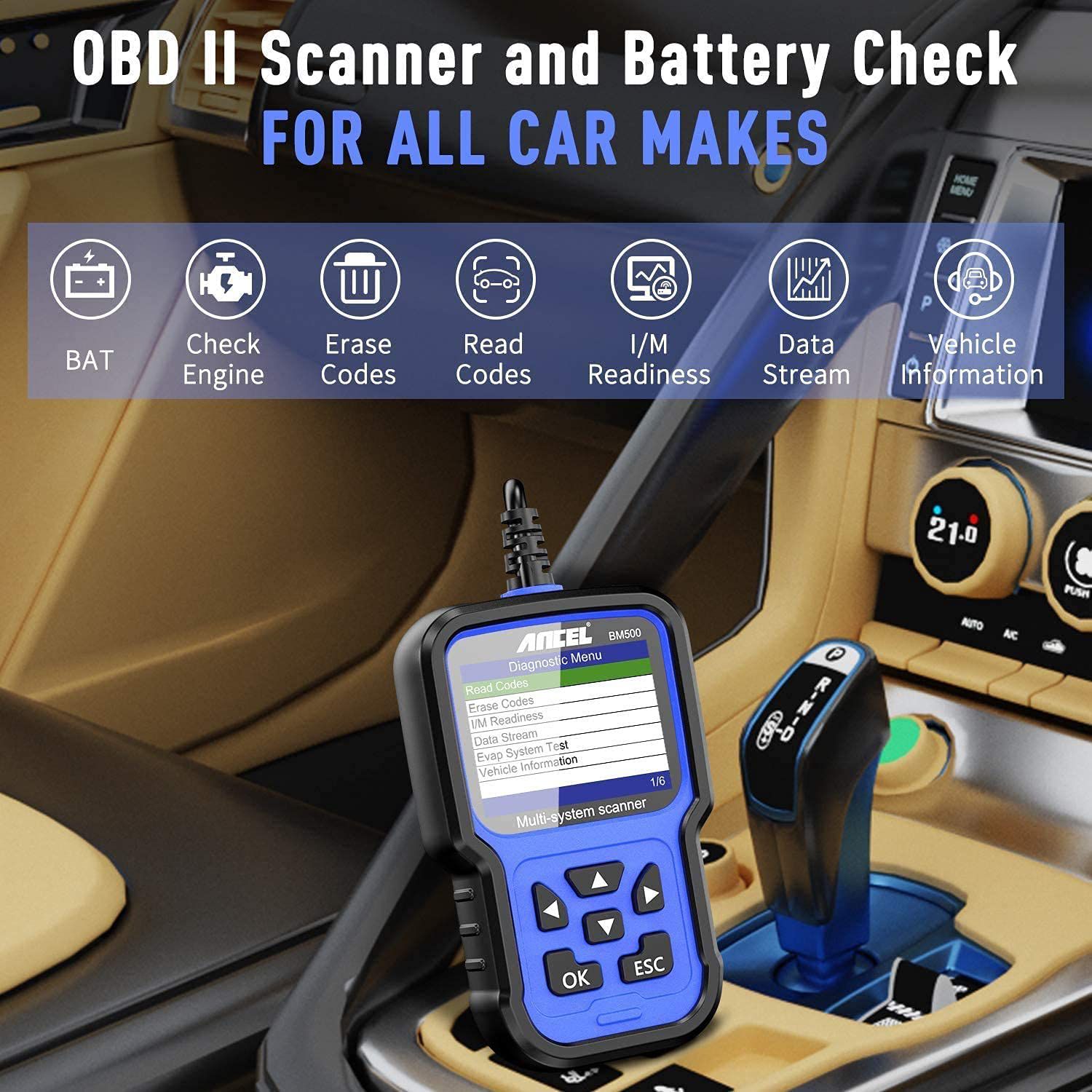ANCEL BM700 Ferramenta diagnóstica completa do sistema OBD2 Scanner Injector Coding EPB SAS Airbag ABS Oil Reset Leitor de código automotivo para BMW
