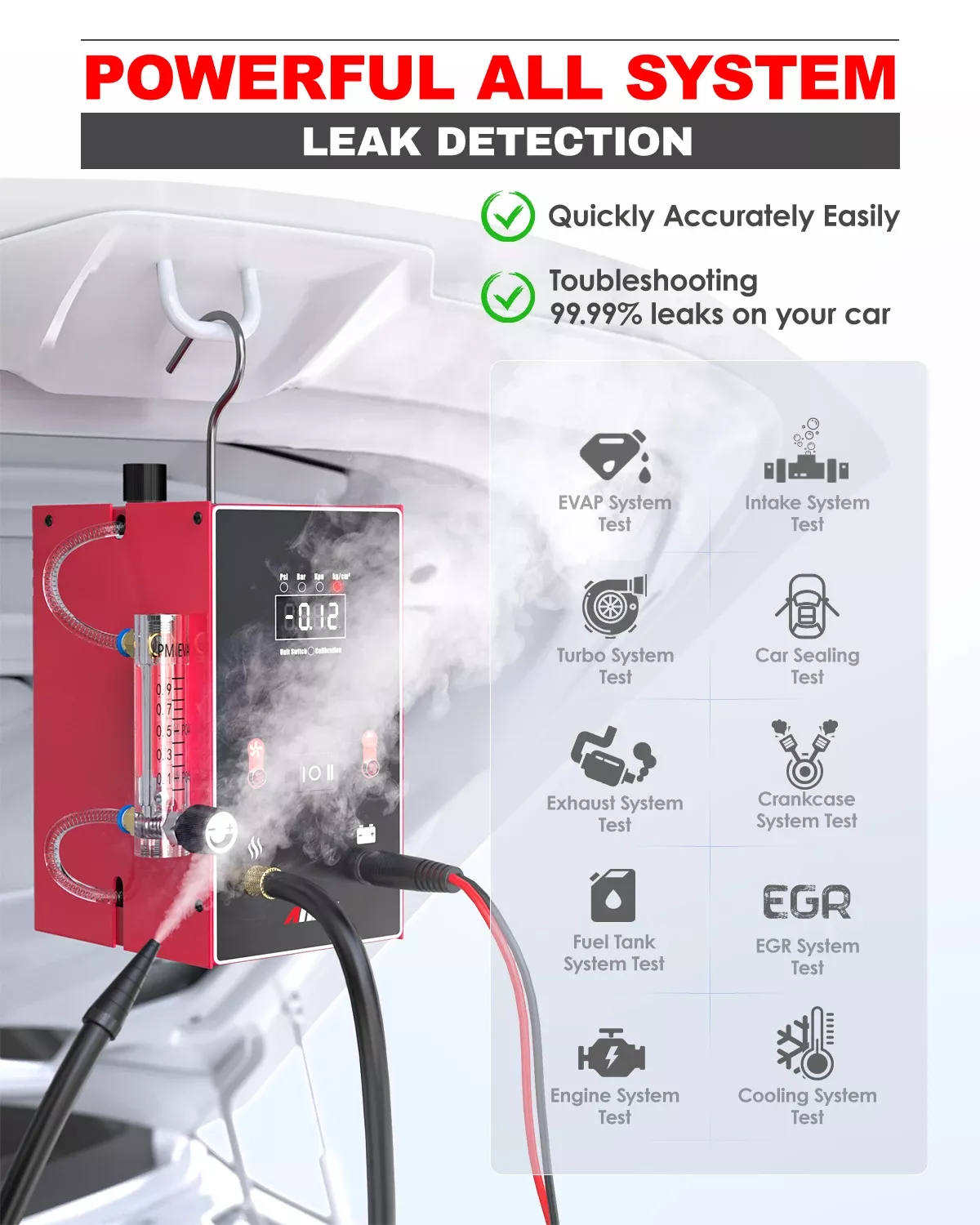 ANCEL L300 Detector de vazamento de fumo de carro EVAP Tubo Fumador Analisador de vazamento de tubo Testador Ferramenta de diagnóstico do sistema EVAP