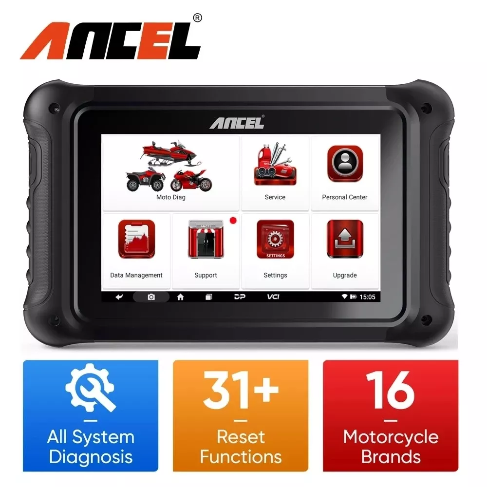 ANCEL MT700 OBD2 Scanner da motocicleta sistema completo do descanso do óleo ABS do sangramento do teste ativo da codificação do ECU da ferramenta de diagnóstico para a motocicleta