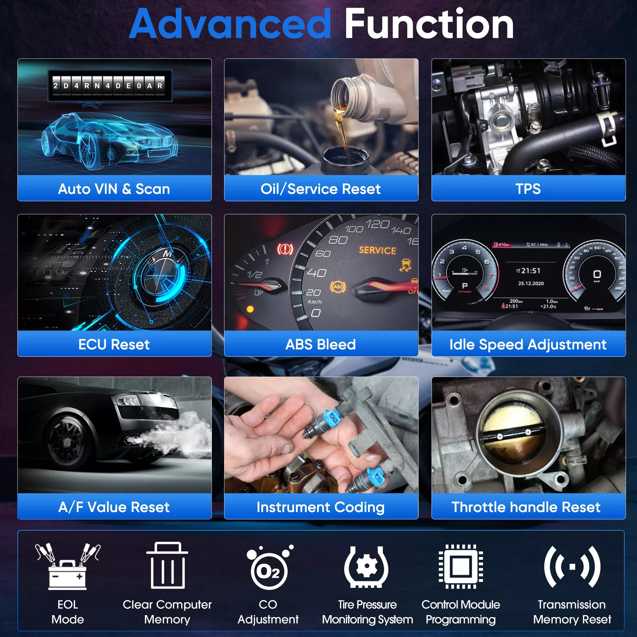 ANCEL MT700 OBD2 Scanner da motocicleta sistema completo do descanso do óleo ABS do sangramento do teste ativo da codificação do ECU da ferramenta de diagnóstico para a motocicleta