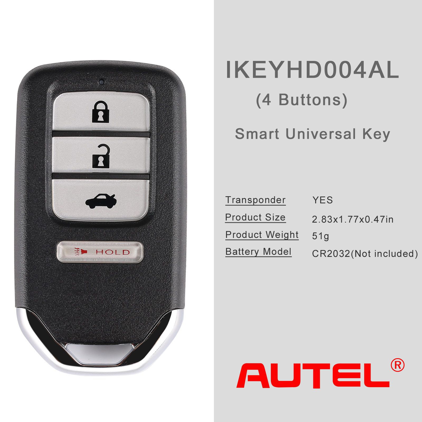 AUTEL IKEYHD004AL Honda 4 Botões Universal Smart Key 5 pçs/lote