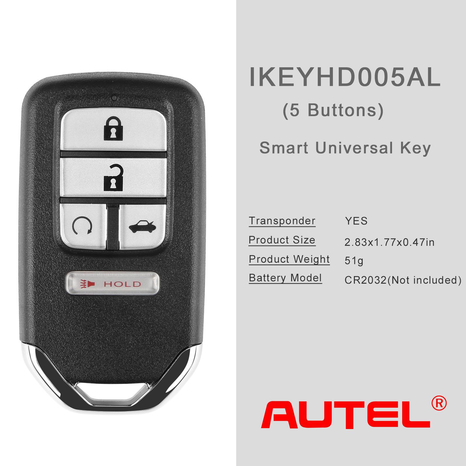 AUTEL IKEYHD005AL Honda 5 Botões Universal Chave Inteligente 5 pçs/lote