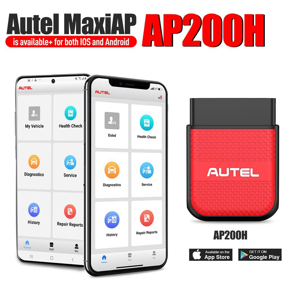 AUTEL MaxiAP AP200H Bluetooth OBD2 Scanner sem fio para todos os veículos trabalham em iOS e Android