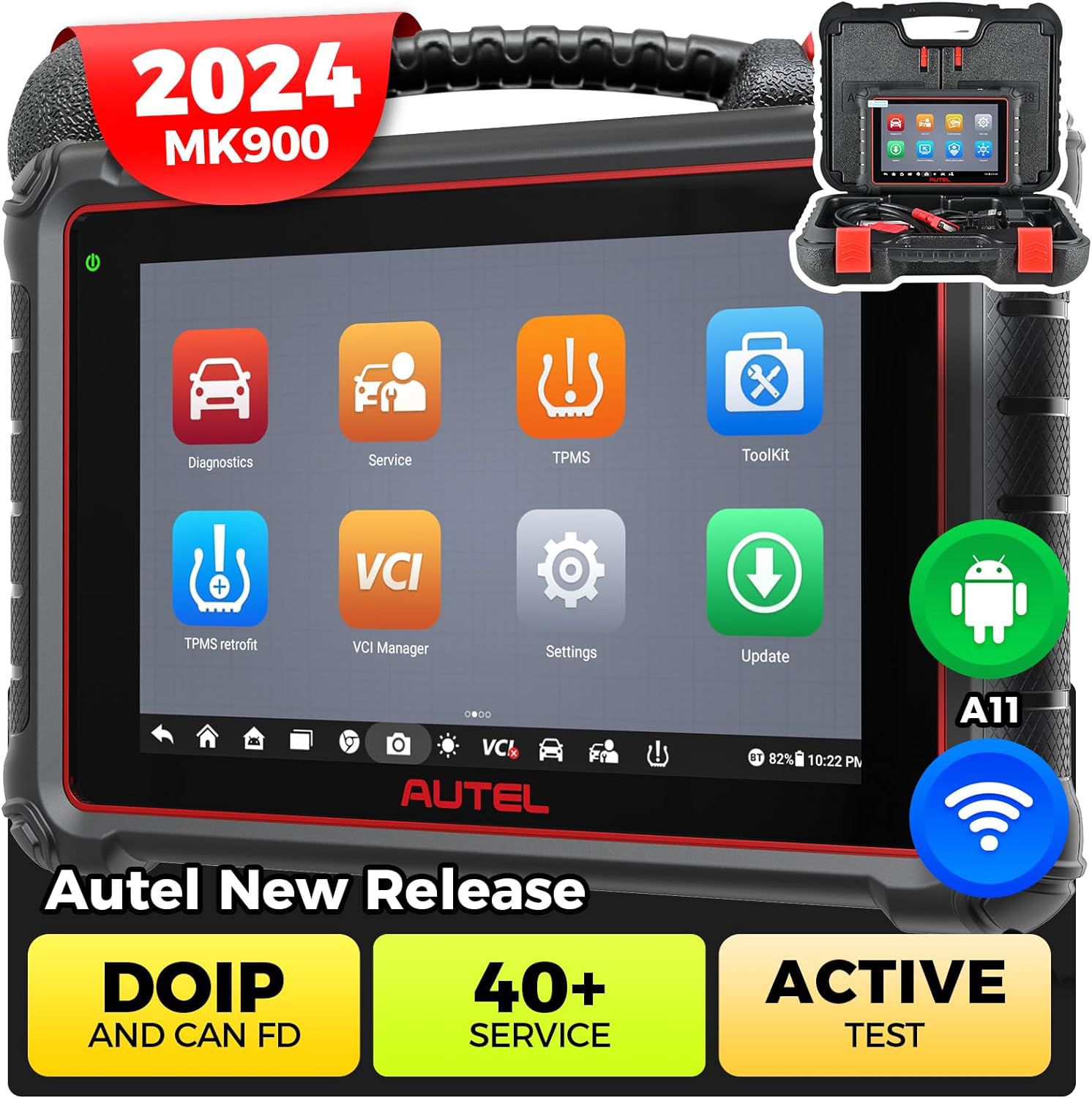 2025 Autel MaxiCOM MK900 Scanner CAN-FD & DoIP FCA & Renault SGW Access 40+ Serviço Nova Ver. de MK808BT PRO, MK808S, MK808Z