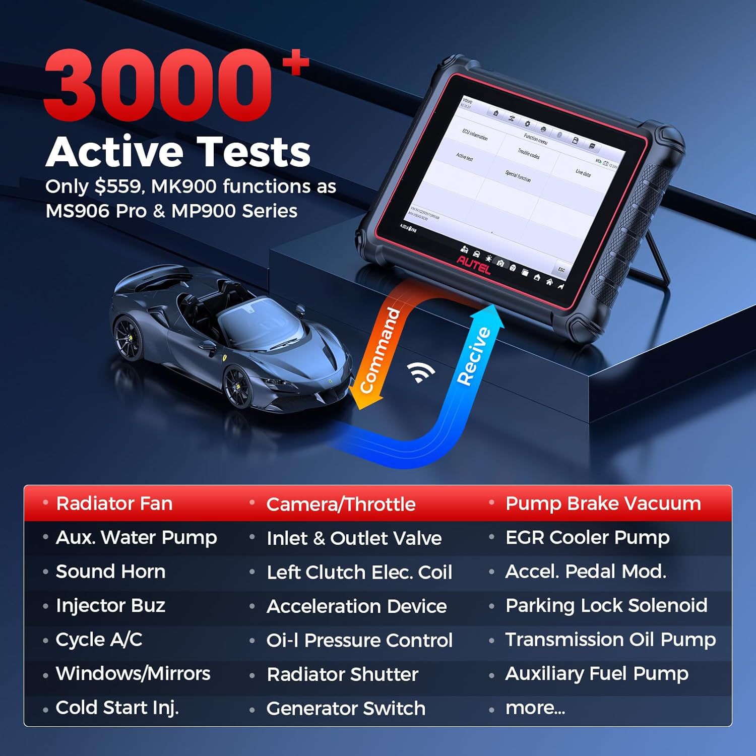 2025 Autel MaxiCOM MK900 Scanner CAN-FD & DoIP FCA & Renault SGW Access 40+ Serviço Nova Ver. de MK808BT PRO, MK808S, MK808Z