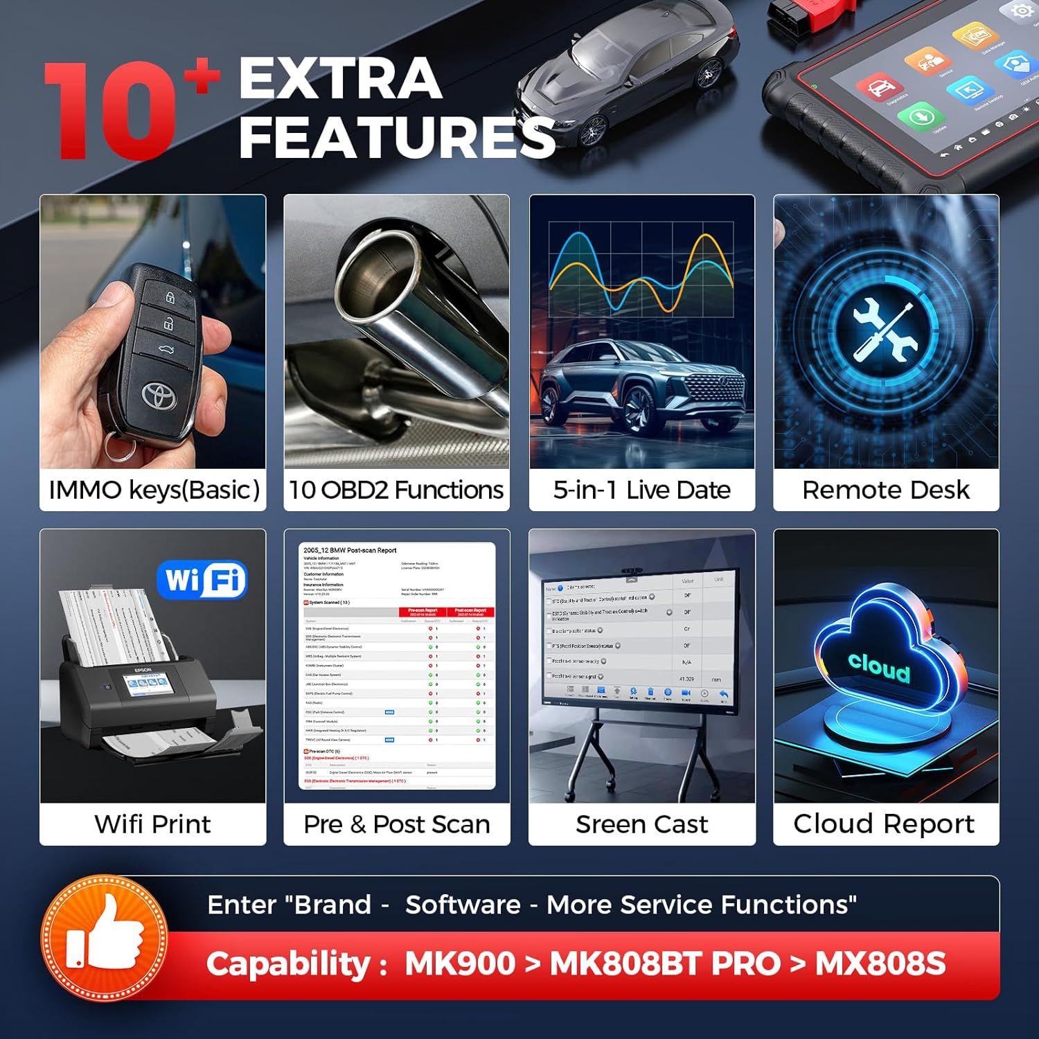 2025 Autel MaxiCOM MK900 Scanner CAN-FD & DoIP FCA & Renault SGW Access 40+ Serviço Nova Ver. de MK808BT PRO, MK808S, MK808Z