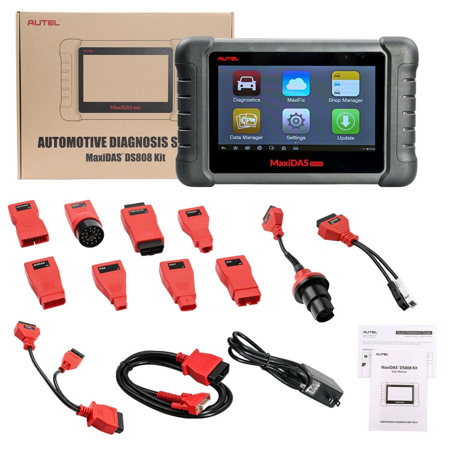AUTEL MaxiDAS DS808 KIT Tablet Diagnostic Tool Full Set Support Injector &Key Coding Update Online