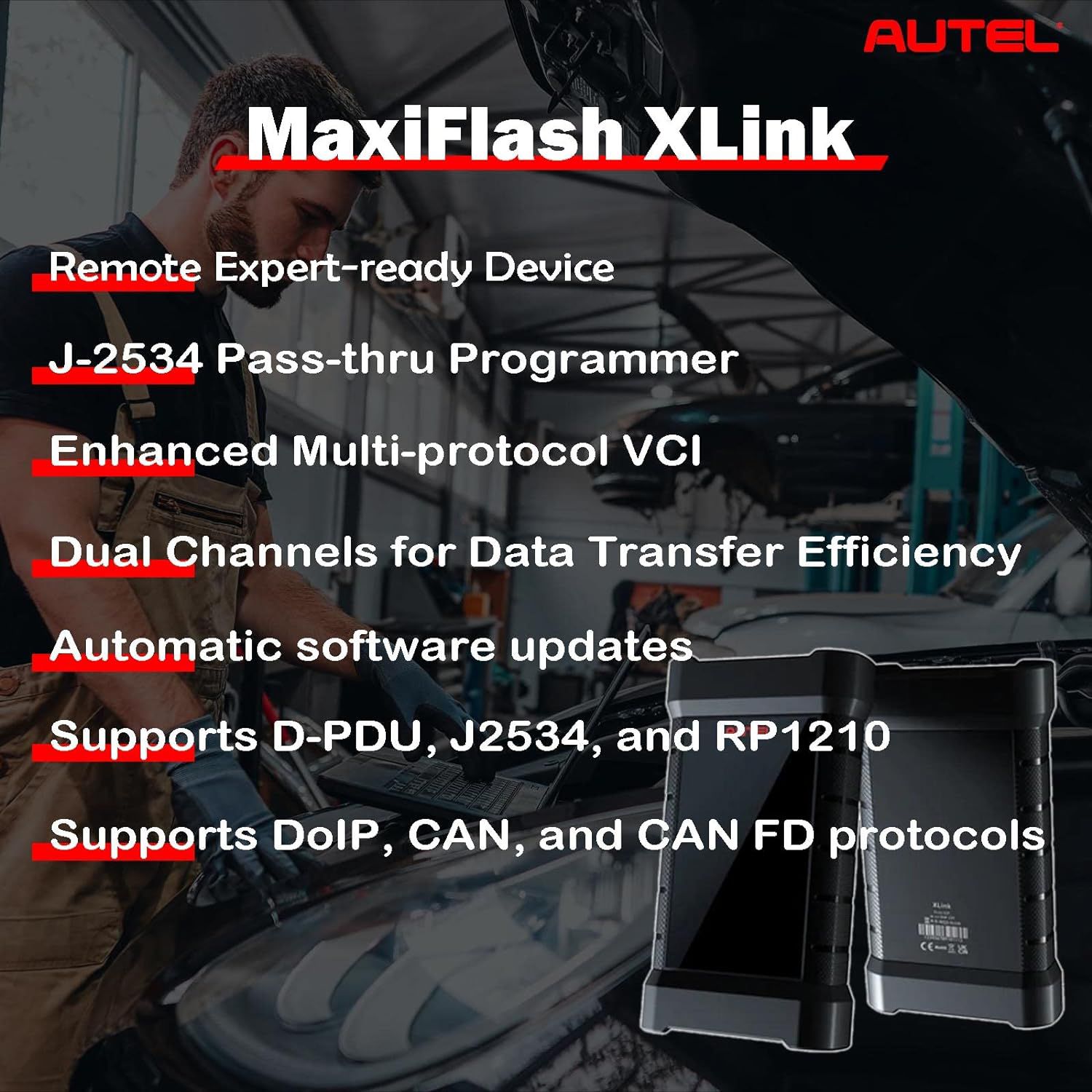 2024 Autel MaxiFlash XLink J2534 Ferramenta Remote Expert ECU Dispositivo de Programação Trabalho com PC, Telefone Móvel e Autel Ultra, MS919, MS909