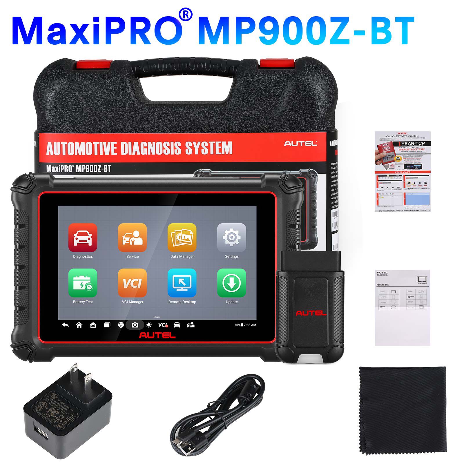 O scanner de diagnóstico Autel MaxiPro MP900Z-BT (MP900-BT) suporta a codificação da ECU, a digitalização pré e pós, os protocolos DoIP CAN FD, a versão atualizada do MP808BT PRO