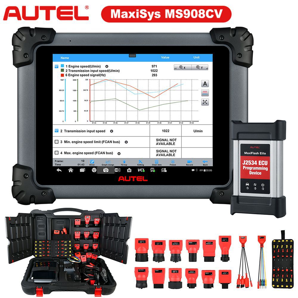 Autel MaxiSys MS908CV Ferramenta de verificação diagnóstica para caminhões pesados e veículos comerciais
