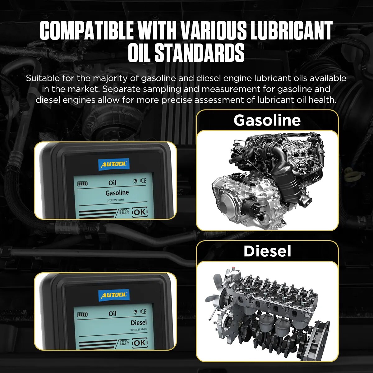 Testador de óleo do motor AUTOOL AS503 com exibição digital para ferramentas de reparação de qualidade do óleo do motor do carro de gasolina e diesel de verificação automática