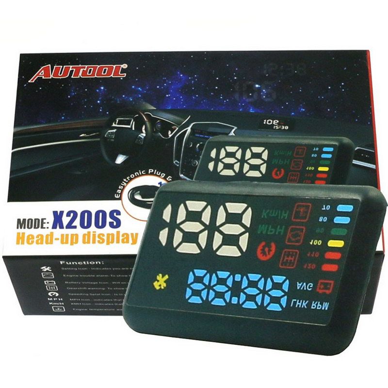 Autool X200S Car Auto HUD Head Up Display Projector com OBD2 OBD II Interface Veículo Aviso de Velocidade do alarme Sistema de pára -brisas