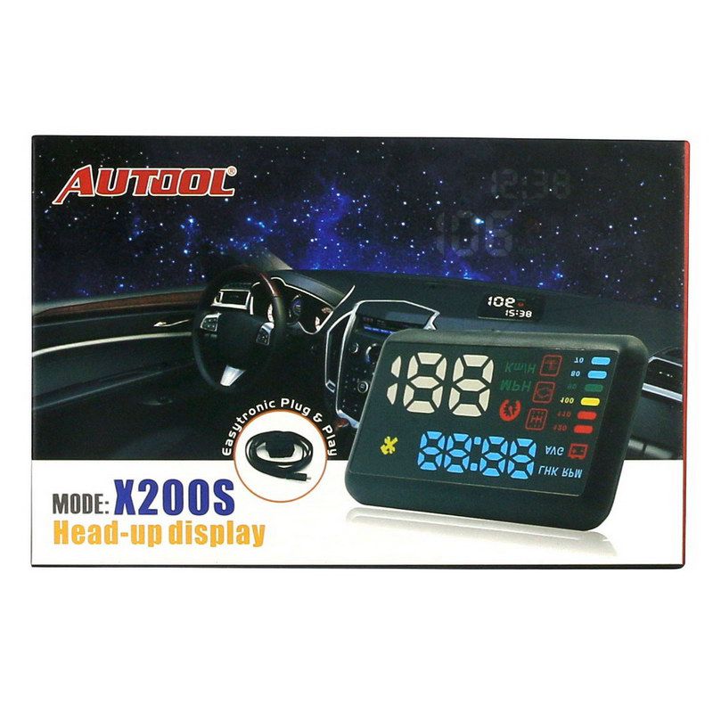 Autool X200S Car Auto HUD Head Up Display Projector com OBD2 OBD II Interface Veículo Aviso de Velocidade do alarme Sistema de pára -brisas