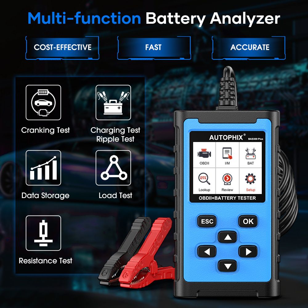 Autophix BAS300 Plus 2-em-1 leitor de código automotivo OBD 2 ferramentas de diagnóstico do carro OBD2 verificação do motor 6/12/24V verificador da bateria