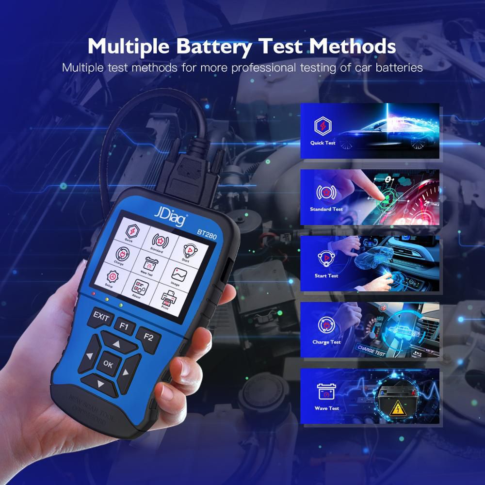 JDiag BT280 Universal Battery tester para carros caminhões barcos motocicleta etc analisador de bateria profissional