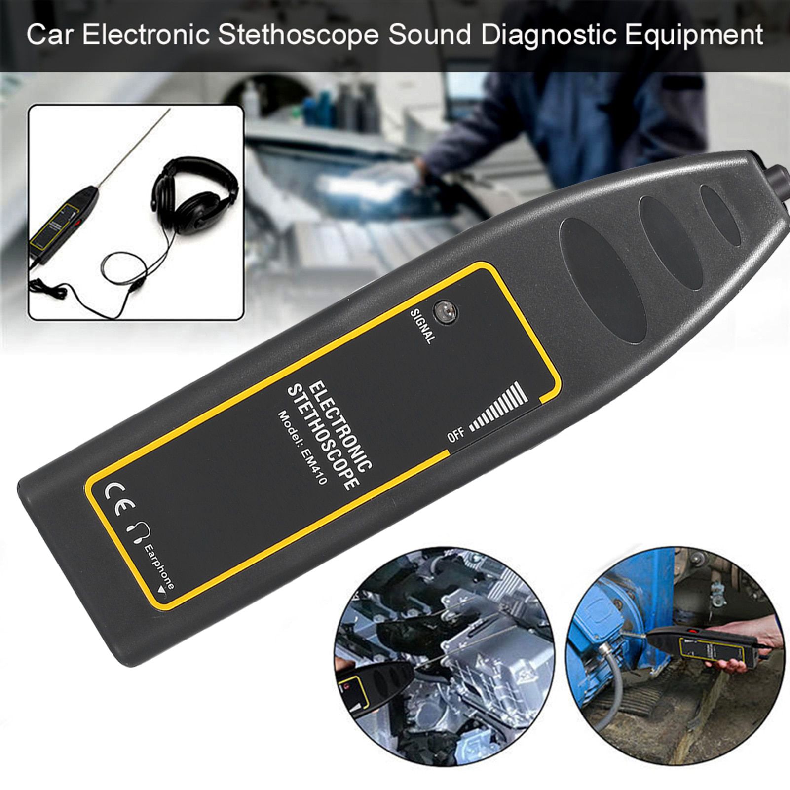 Equipamento de diagnóstico de som do estetoscópio eletrônico do carro Ferramenta de reparo do motor Detector de som anormal Localizador de ruído do carro