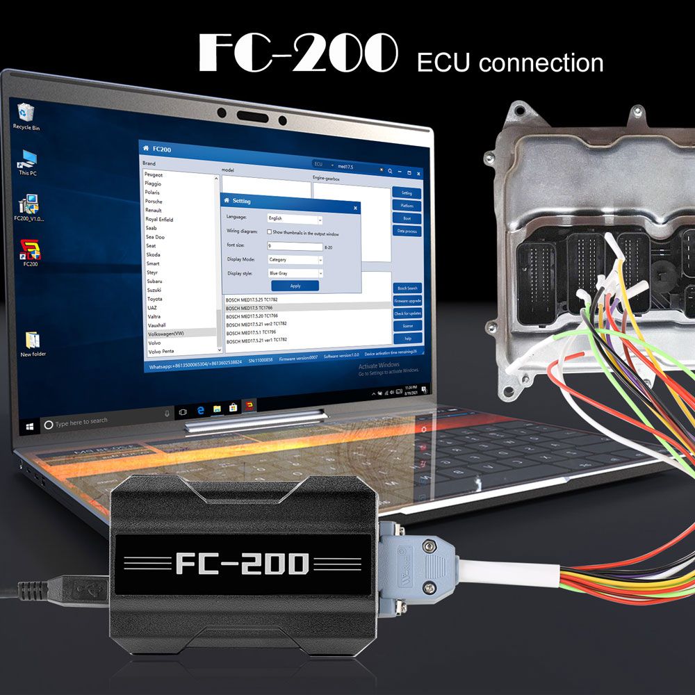 V1.0.8 CG FC200 ECU Programmer Versão Completa Suporte 4200 ECUs e 3 Modos Operacionais Atualização de AT200