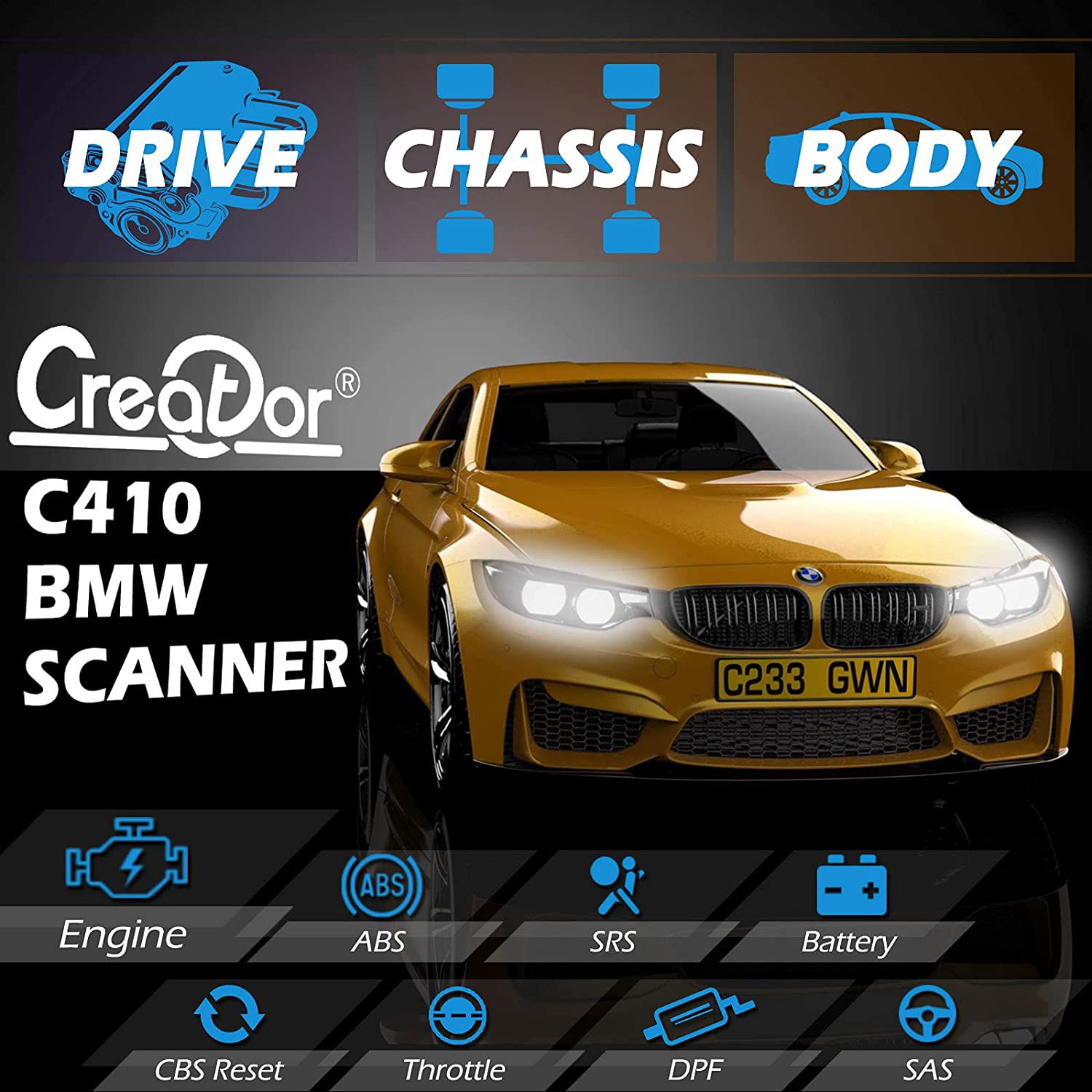 Criador C410 Professional OBD2 Scanner Code Reader para BMW Mini Cooper Scan Tool Multi-Systems Ferramenta de verificação diagnóstica com ABS