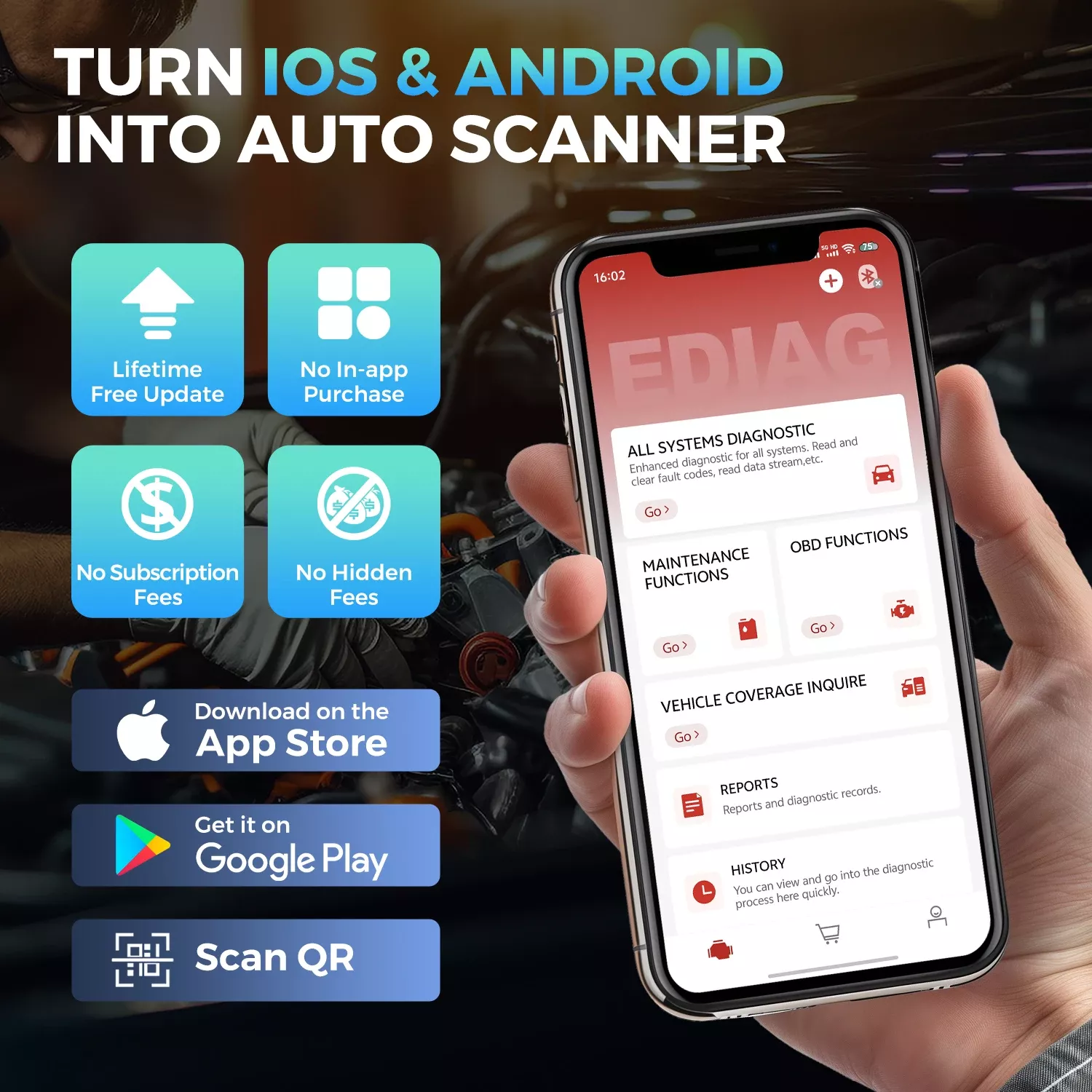 A ferramenta de diagnóstico do carro do scanner OBD2 do sistema completo da elite do Ediag 15 reinicia o teste ativo apoia o ios android