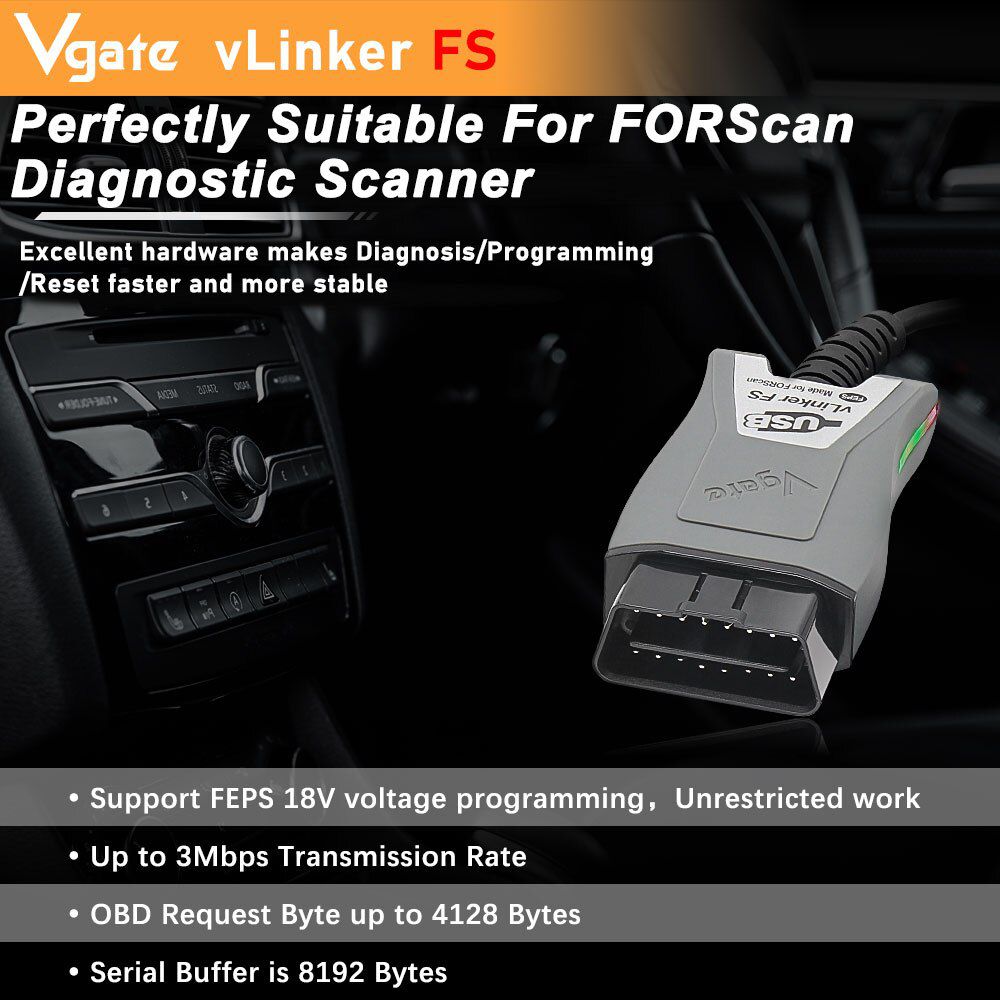 Vgate vLinker FS Para Ford FORScan ELM327 HS/MS-CAN OBD 2 OBD2 Carro Diagnóstico ELM 327 Scanner Interface Ferramentas OBDII Para Mazda