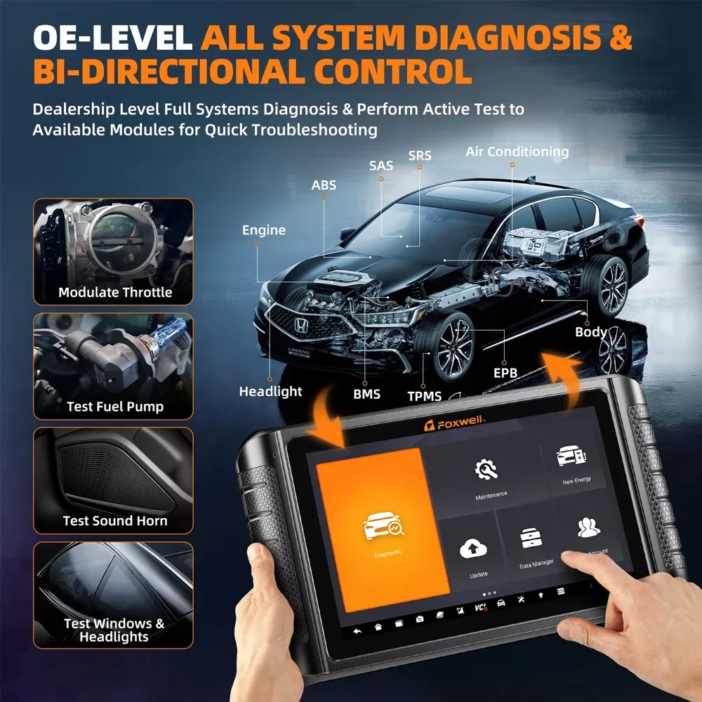 Scanner do carro do Bluetooth de FOXWELL NT1009 OBD2 todo o sistema A/F ajusta 35 redefinir as ferramentas de diagnóstico automático da codificação do ECU do teste do OBD 2