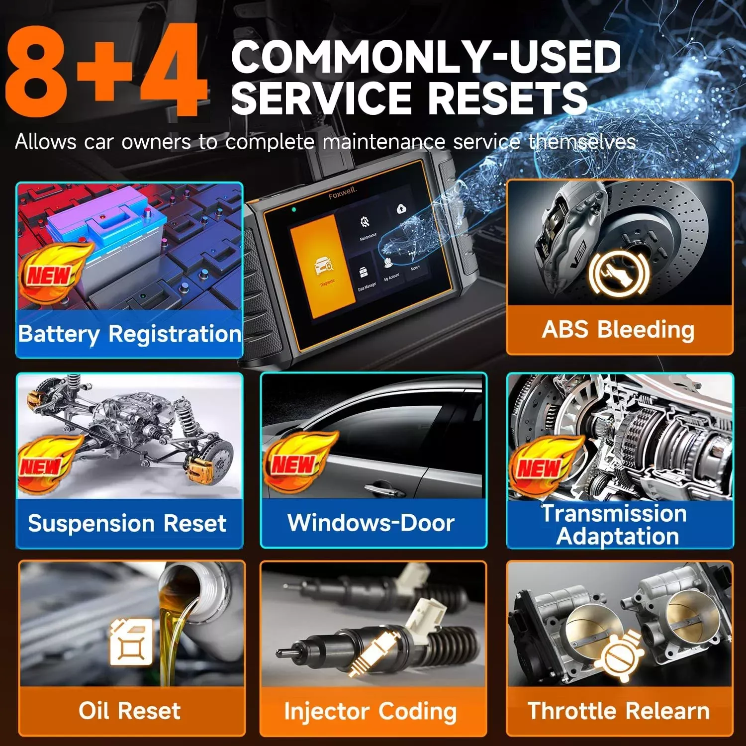 Foxwell NT726 OBD2 Scanner todos os sistemas óleo EPB 12 redefinir D.PF leitor de código de registro da bateria OBD 2 ferramentas de diagnóstico do carro