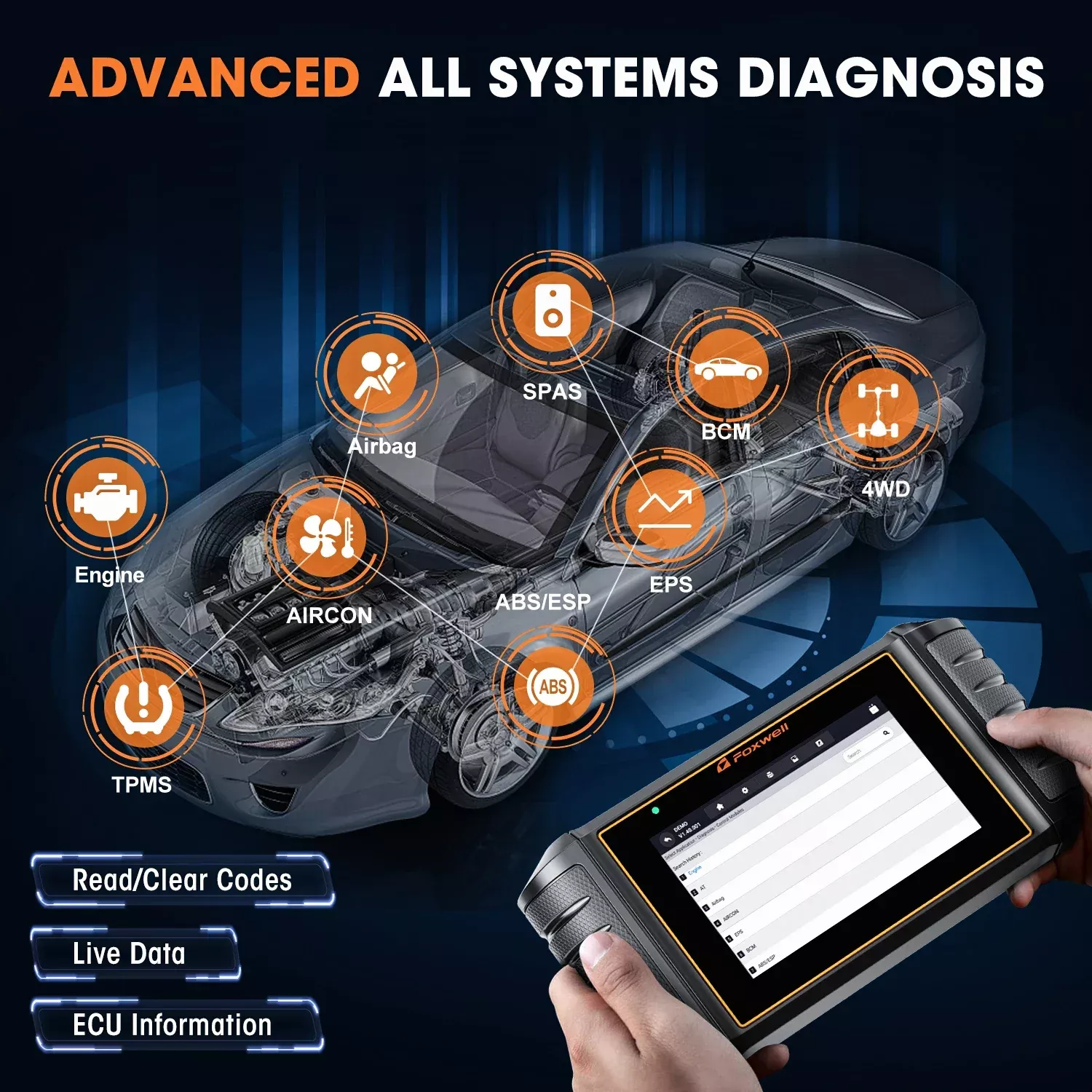 Foxwell NT726 OBD2 Scanner todos os sistemas óleo EPB 12 redefinir D.PF leitor de código de registro da bateria OBD 2 ferramentas de diagnóstico do carro