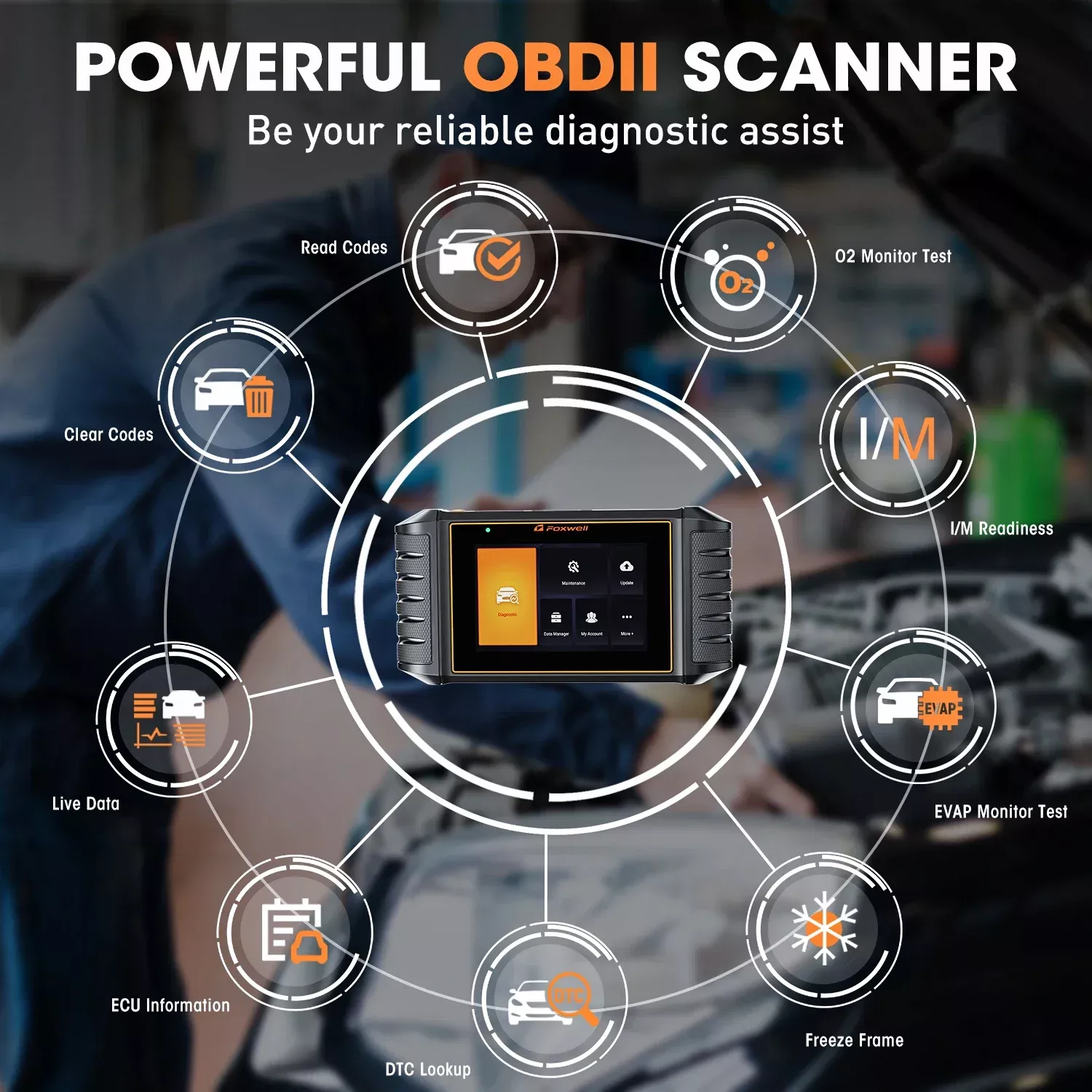 Foxwell NT726 OBD2 Scanner todos os sistemas óleo EPB 12 redefinir D.PF leitor de código de registro da bateria OBD 2 ferramentas de diagnóstico do carro