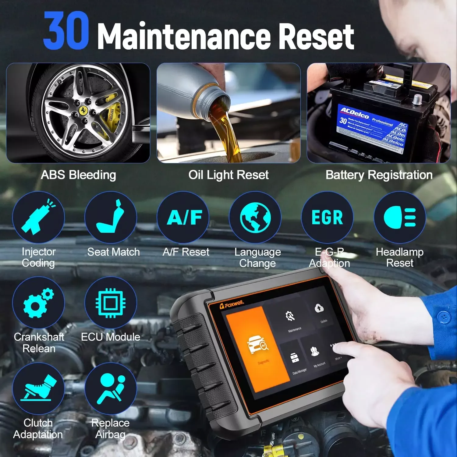 Ferramentas profissionais de diagnóstico do leitor de código OBD2 de nível OE do teste ativo bidirecional do leitor automóvel FOXWELL NT809 OBD2