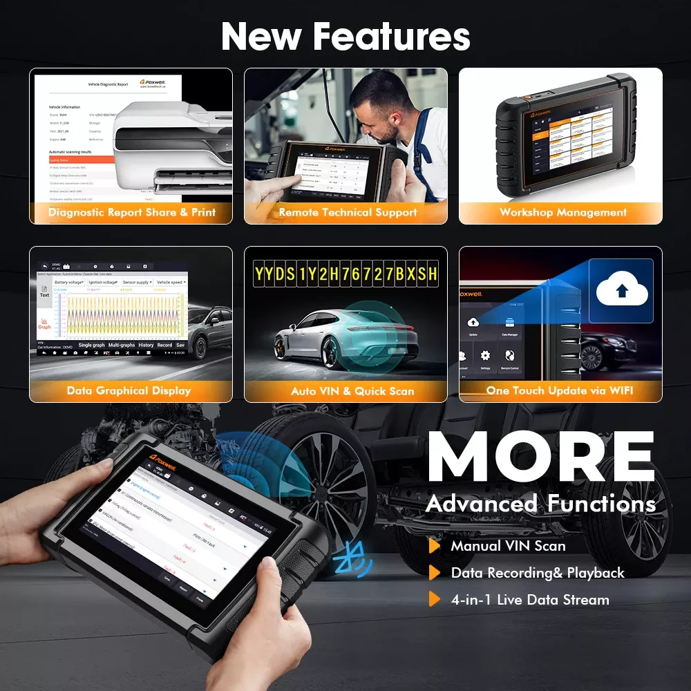 Ferramenta de diagnóstico do leitor de código OBD2 do bluetooth OBD2 do scanner automóvel de FOXWELL NT809BT de todo o sistema