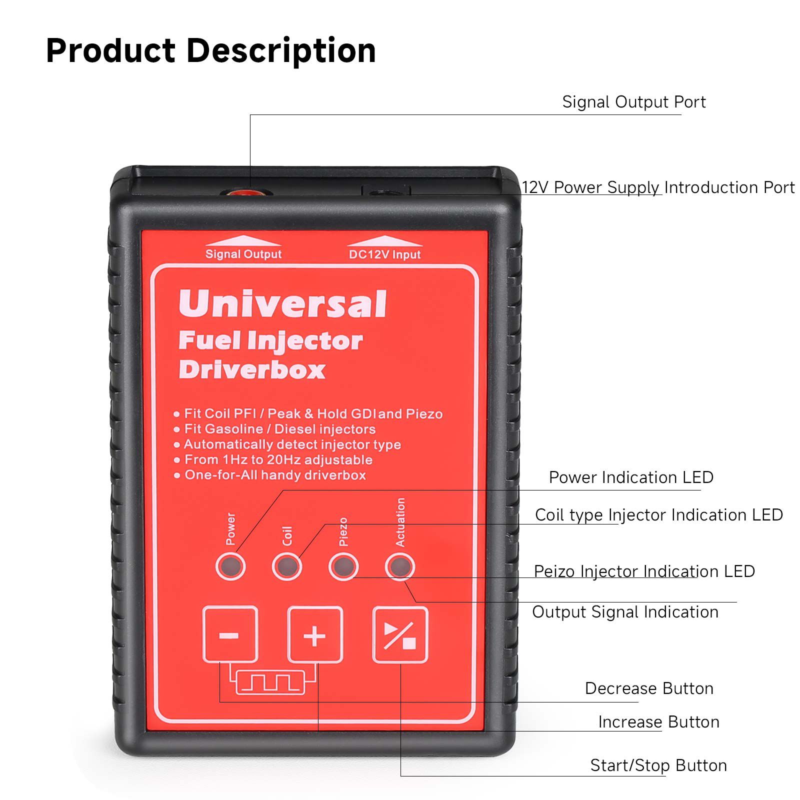 Caixa de transmissão do injetor de combustível universal GD1 encaixa todos os tipos da interface do injetor detecta automaticamente o tipo do injetor