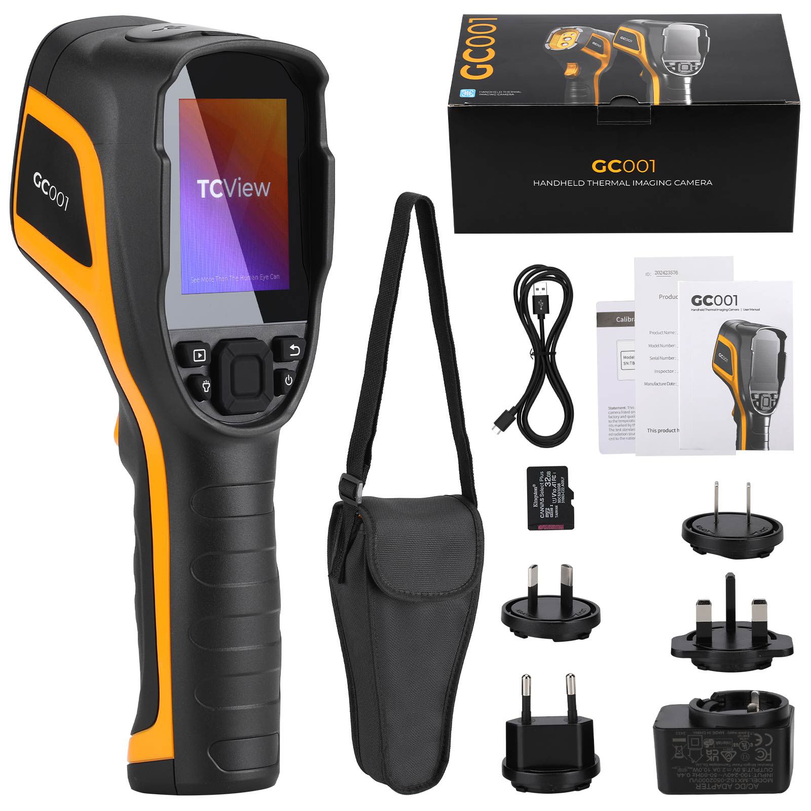 GODIAG GC001 Câmera de imagem térmica portátil, 256 x 192 IR de alta resolução, câmera infravermelha suporte Análise do PC e gravação de vídeo