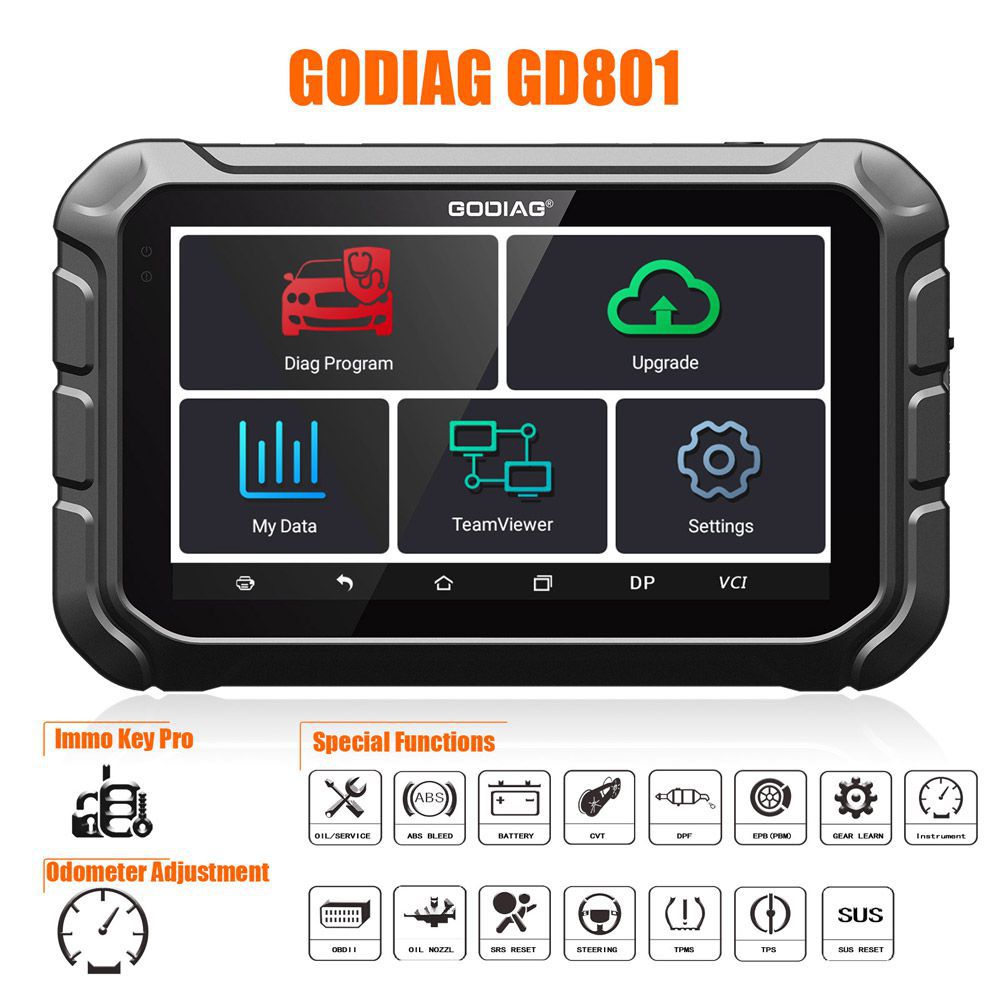 GODIAG GD801 Programador Chave Multi-linguagem Suporte Quilometragem Correção ABS EPB TPMS EEPROM etc.