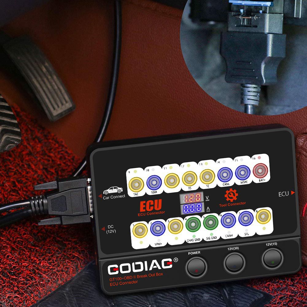 GODIAG GT100 + GT100 Pro Nova Geração OBDII Breakout Box com Display de Corrente Eletrônico