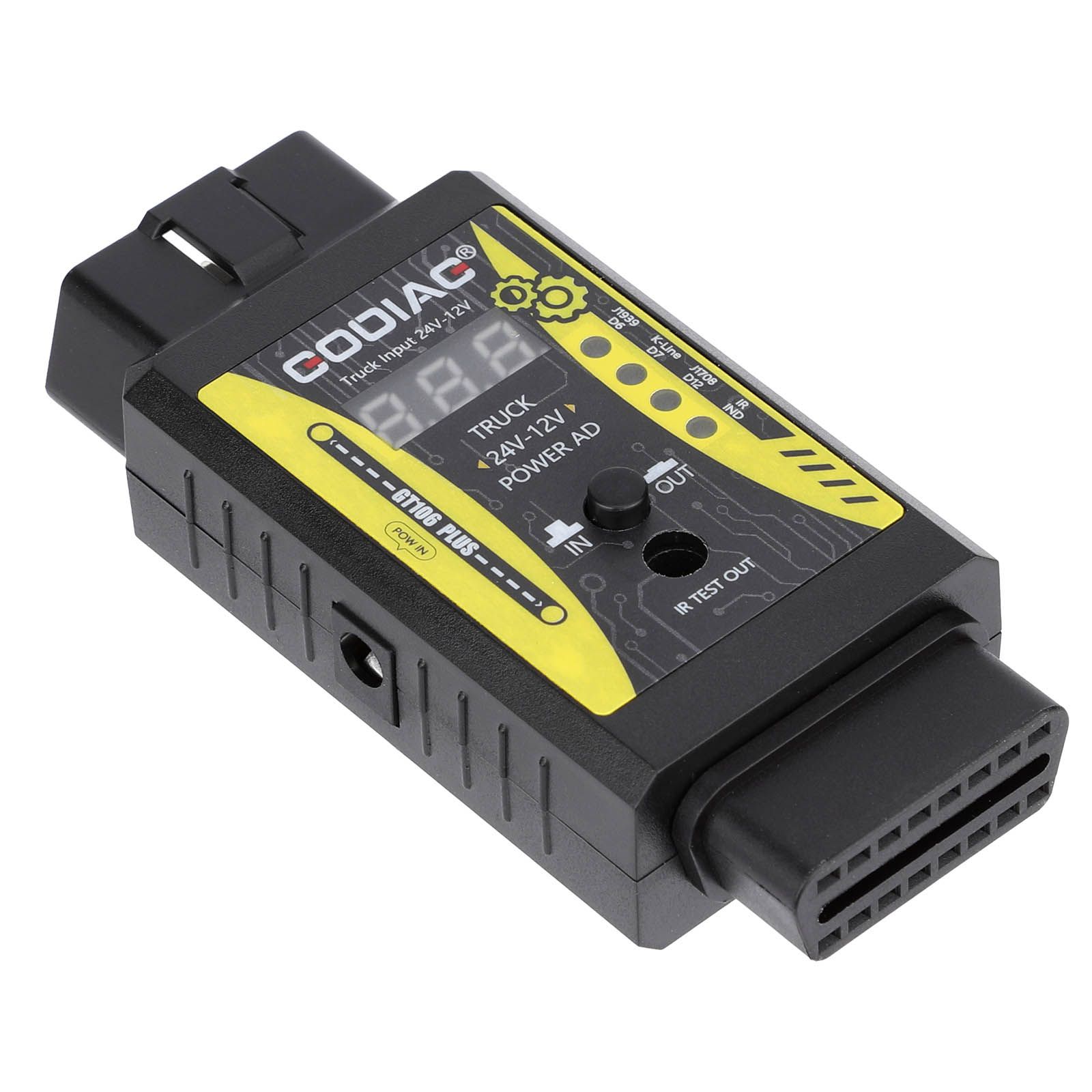 2025 GODIAG GT106 PLUS 24V a 12V Heavy Duty Truck Adaptor recém-adicionado injetor de combustível limpeza e teste teste de relé para carros e caminhões