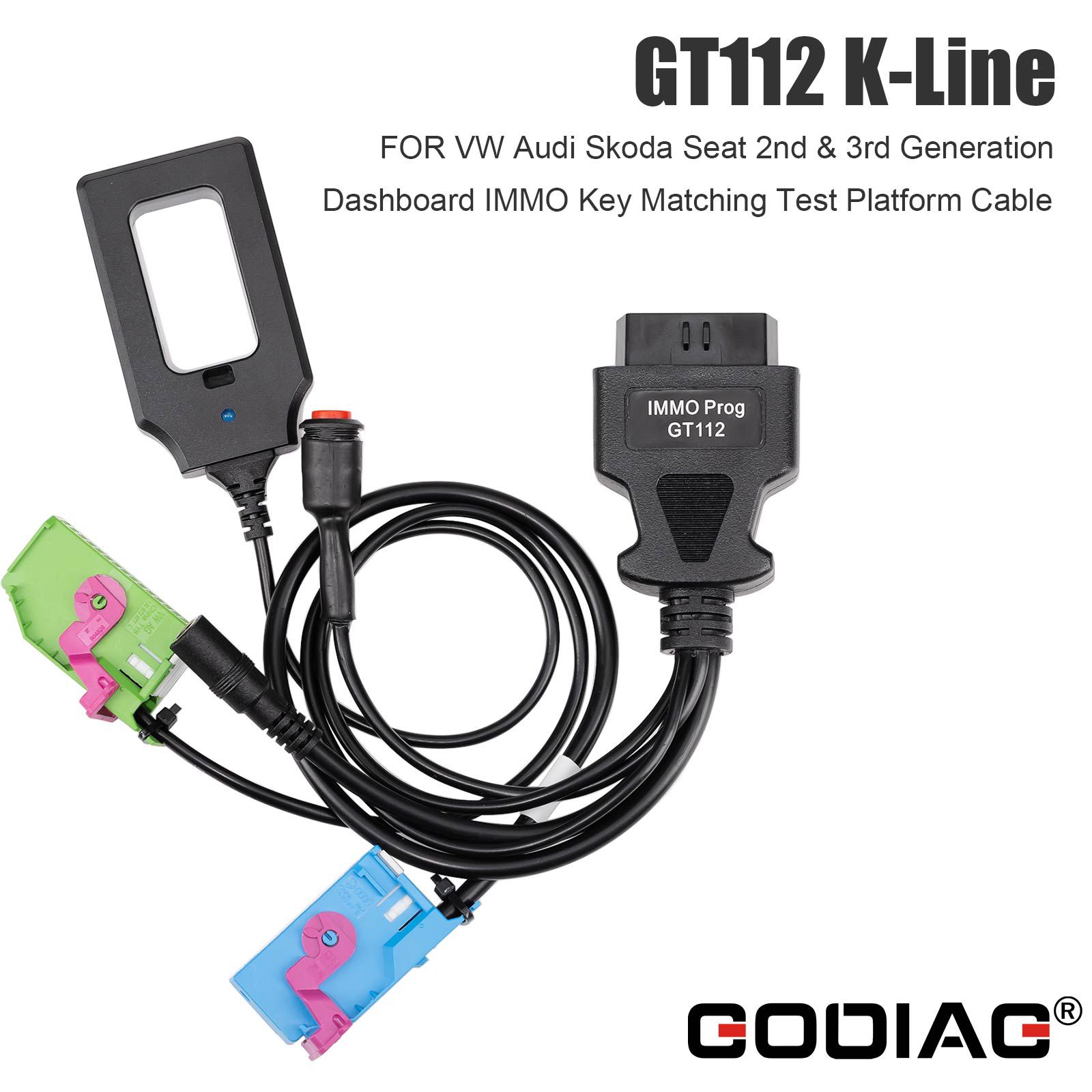 GODIAG GT112 K-Line para VW Audi Skoda assento 2ª e 3ª geração painel IMMO chave correspondente cabo de plataforma de teste