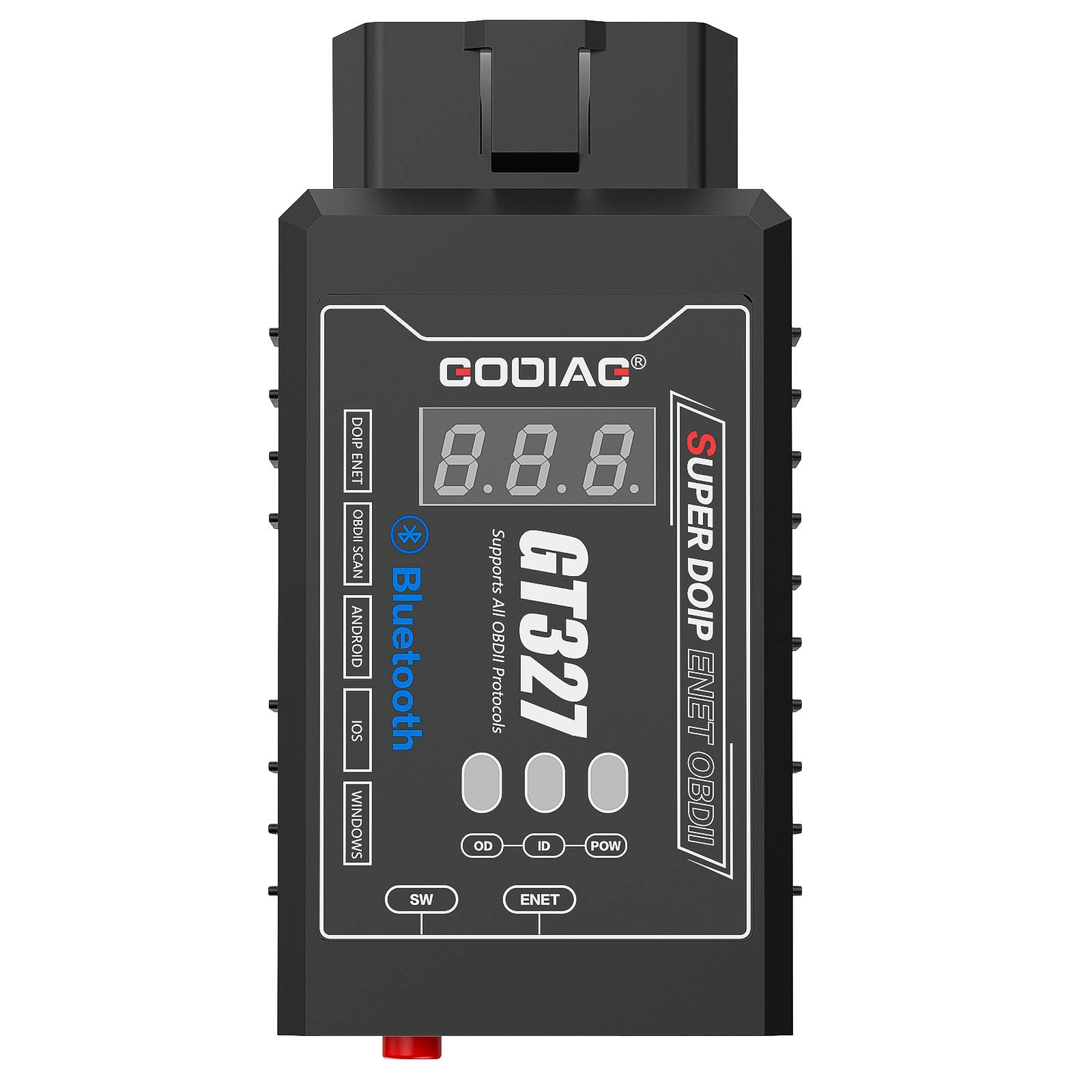 GODIAG GT327 SUPER DOIP ENET ELM327v1.5 Bluetooth 4.0 Scanner OBDII com exibição de tensão para iOS/Android/Windows