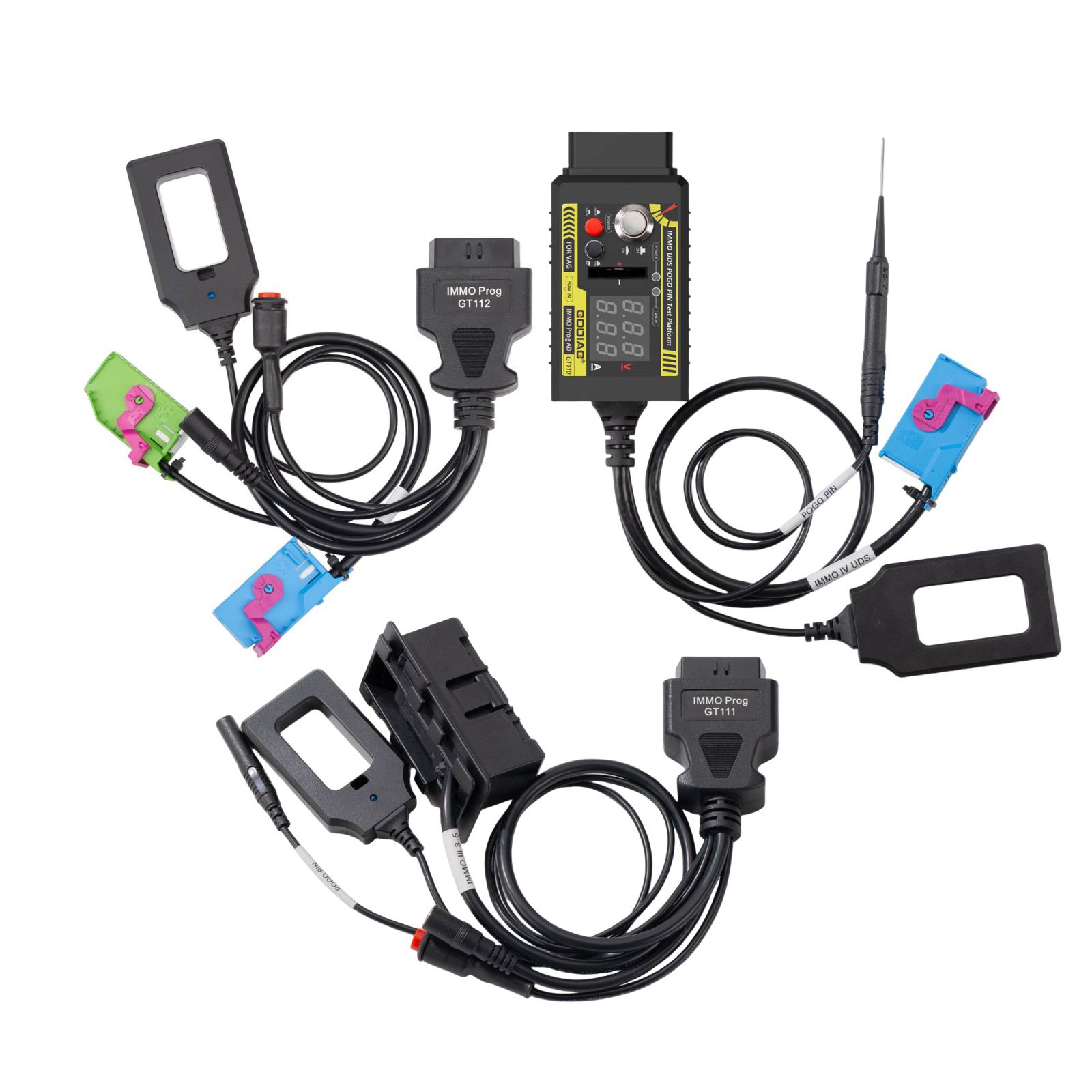 2025 GODIAG VAG Plataformas de teste GT112 K-Line com GT111 CAN-Bus e GT110 CAN-Bus UDS com Pogo Pin para VAG 2nd/3rd/3.5th/4th Generation Dashboard IMMO