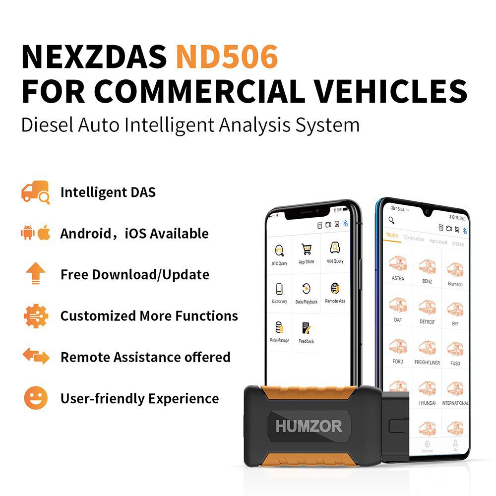 Humzor NexzDAS ND506 Veículos Comerciais Diesel Auto Sistema Completo Inteligente Ferramenta de Diagnóstico Scanner Do Caminhão