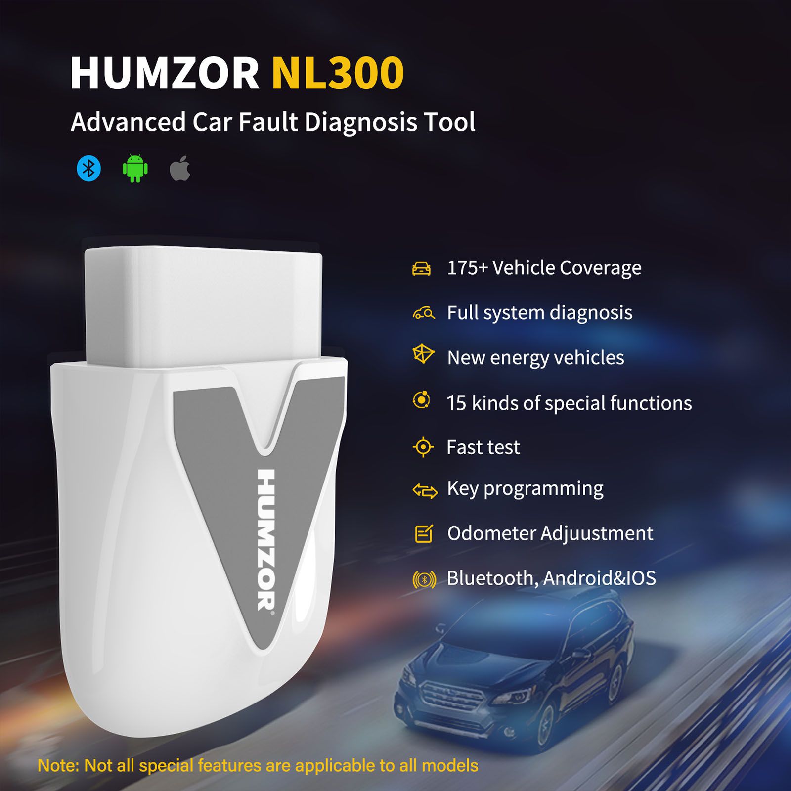 2023 Mais recente Humzor NEXZSCAN NL300 Versão Completa com Diagnósticos OBD Codificação ECU Leitor de Código OBD2 e Multi-Reset Funções Atualização de Software Livre