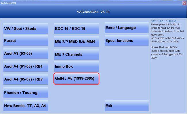 VAG Can V5.29 display de software 1