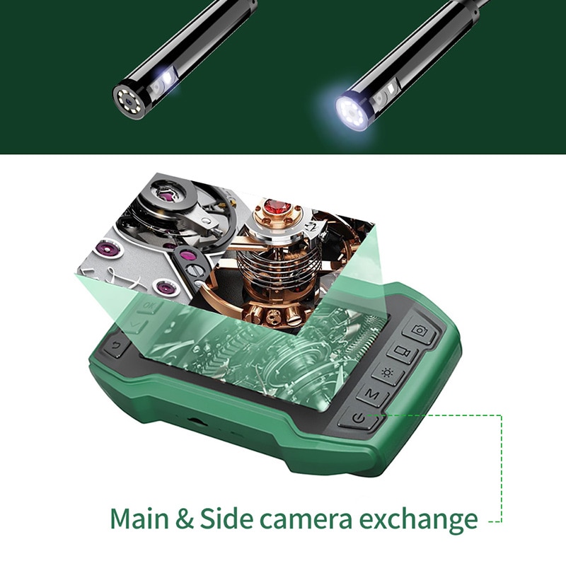 Single Dual Lens Industrial Endoscópio Camera 1080P 4.5 "IPS Snake Câmera de Inspeção de Vídeo com 8 LED Destacável Semi-Rígido Cabo