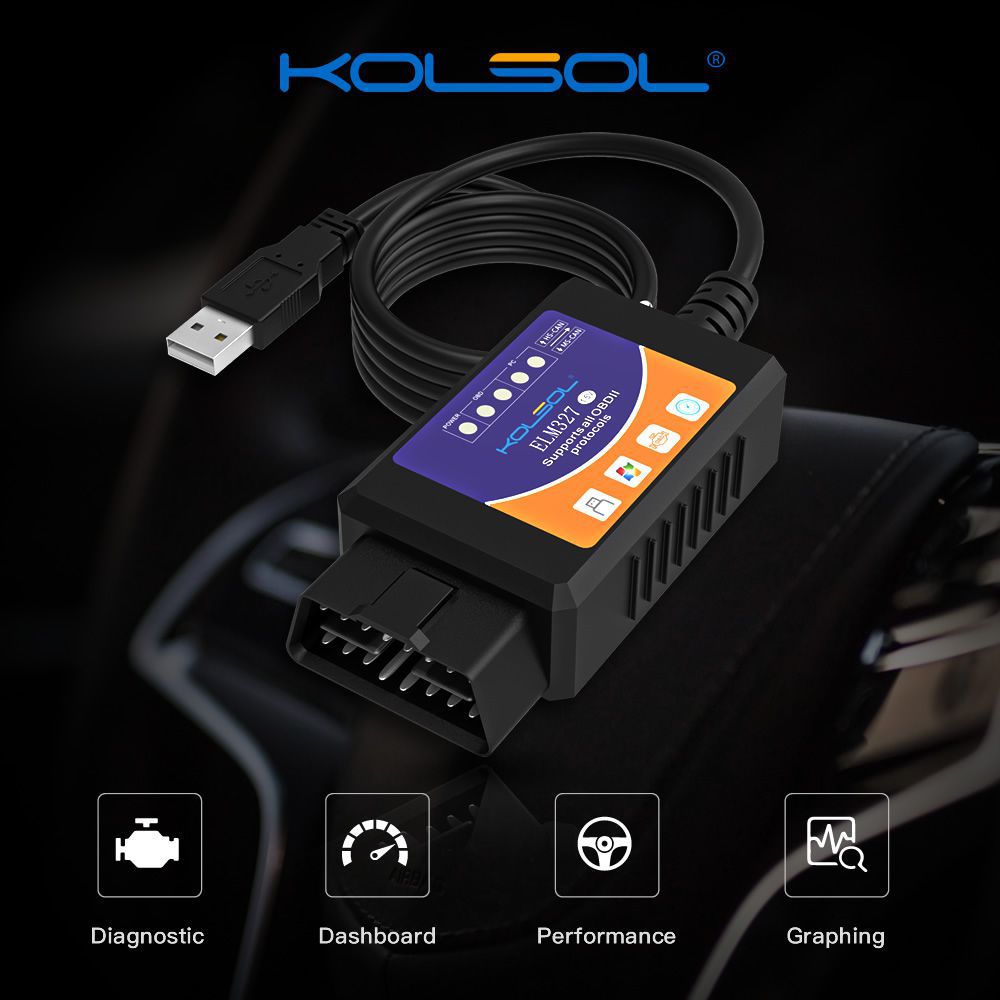 KOLSOL ELM327 USB V1.5 com interruptor modificado para Ford ELMconfig Forscan CH340 + 25K80 chip HS-CAN / MS-CAN