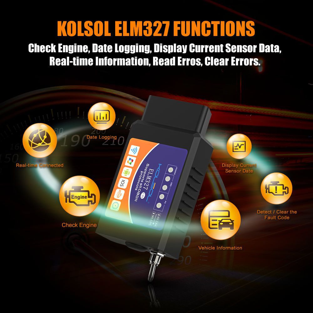 KOLSOL ELM327 WIFI OBD2 Scanner V1.5 ELM327 com interruptor Scanner de carro