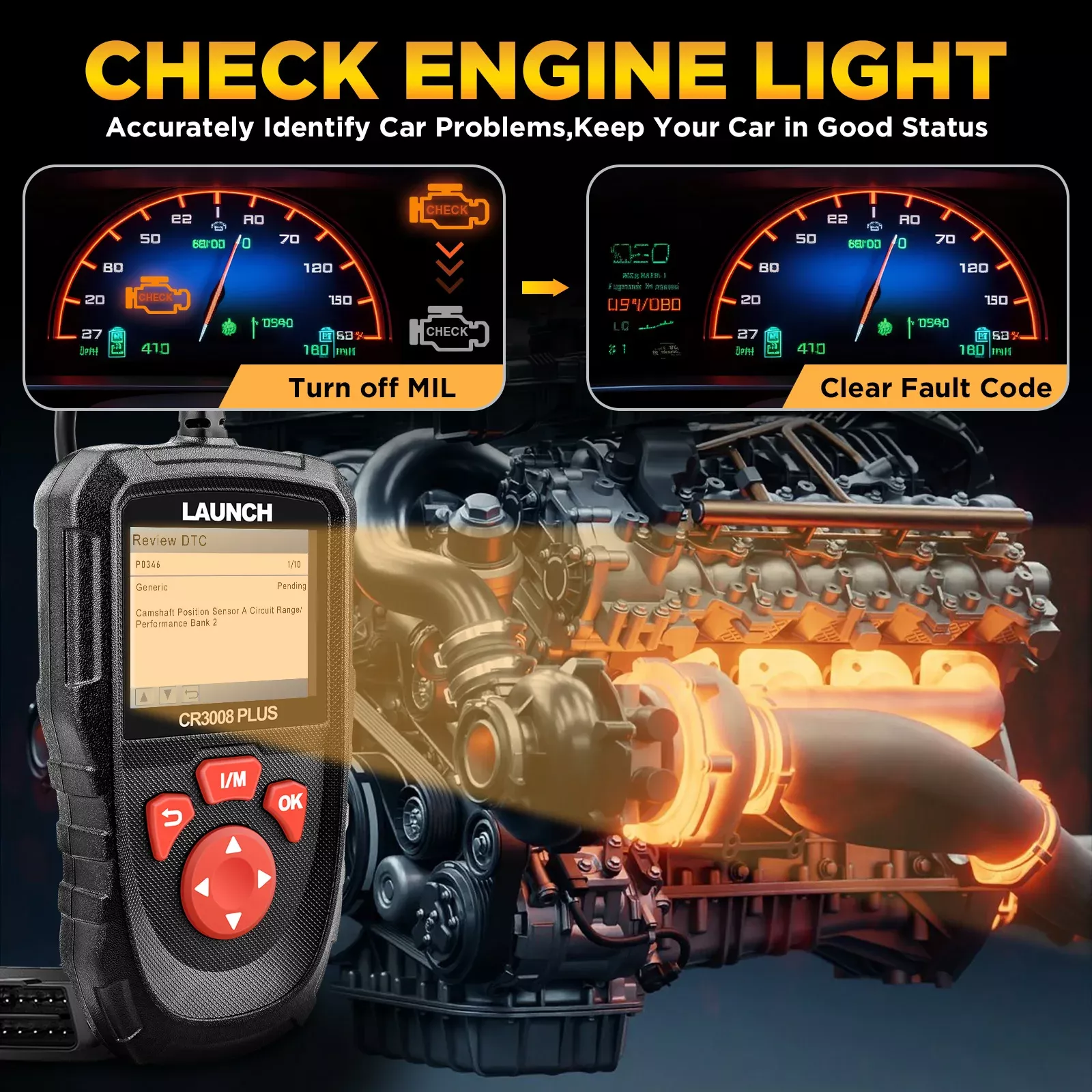 Lançamento CR3008 mais OBD2 scanner ferramenta diagnóstica leitor de código de atualização de vida verificar código do motor OBDII ferramenta de digitalização do carro