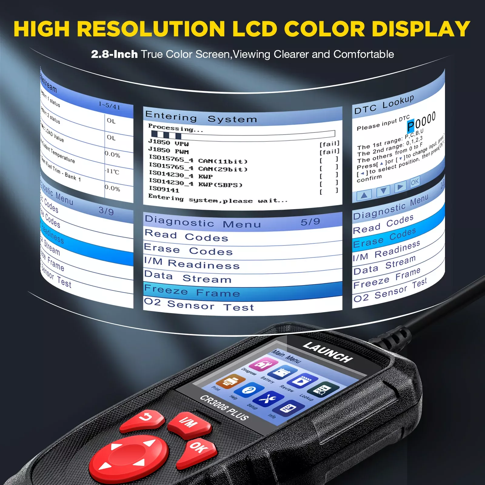 Lançamento CR3008 mais OBD2 scanner ferramenta diagnóstica leitor de código de atualização de vida verificar código do motor OBDII ferramenta de digitalização do carro