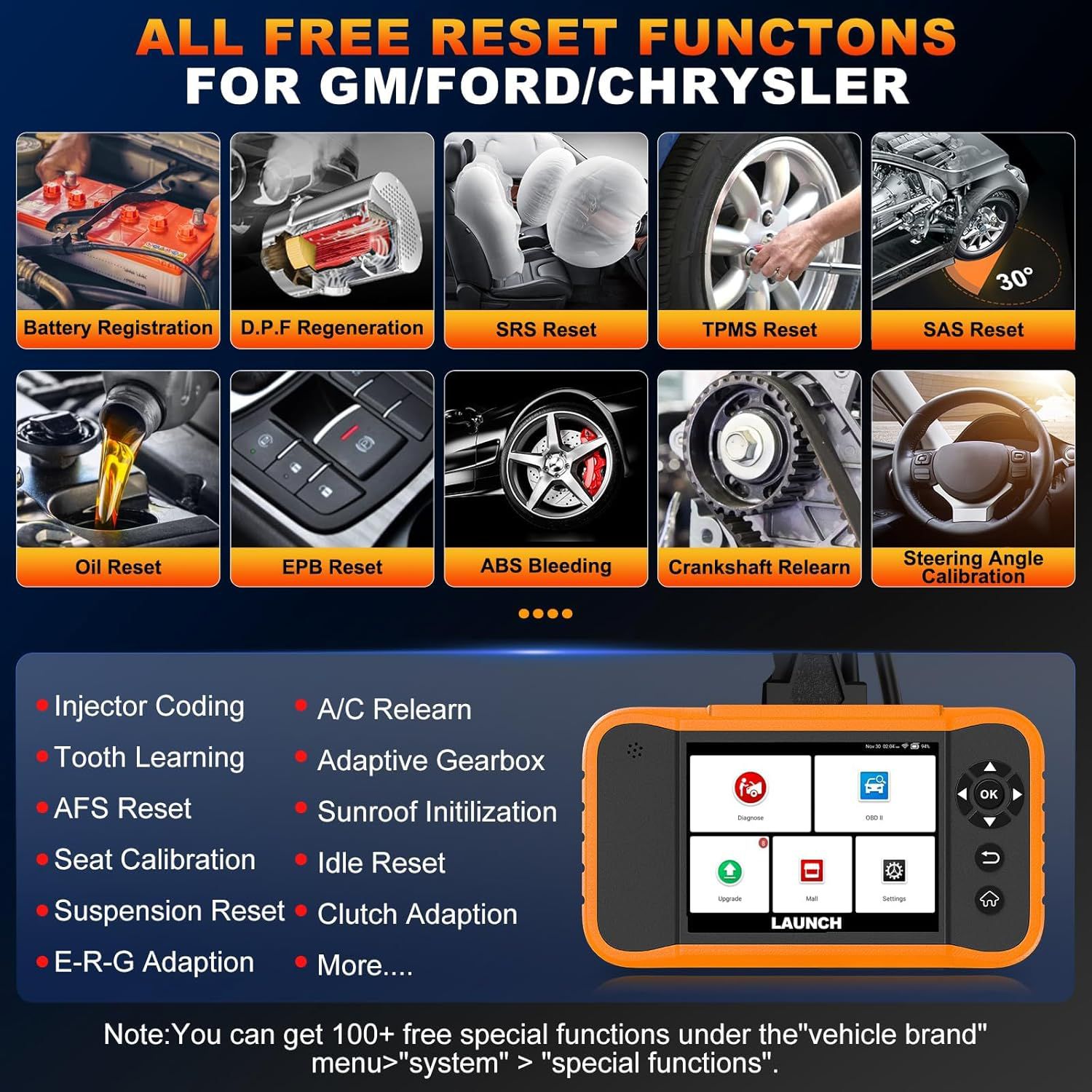 2025 lançamento Creader Elite 2.0 FGC sistema completo diagnóstico bi-direcional varredura scanner para Ford/GM/Buick/Cadillac/Chevrolet/Chrysler/Dodge/Jeep