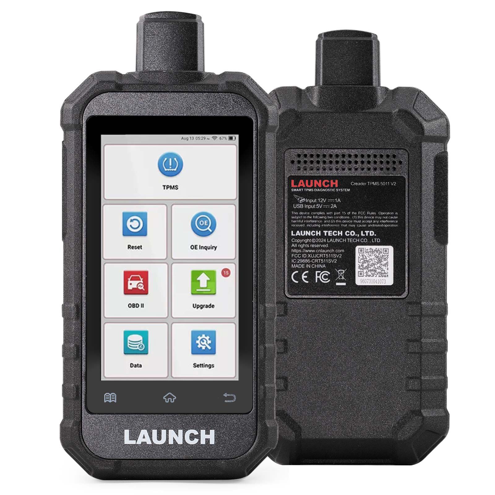 2025 LAUNCH Creader TPMS 5011 V2 TPMS ferramenta de diagnóstico de ativação WIFI atualização 12 funções de redefinição ativar 315/433MHZ & 2.4Ghz sensores de pressão dos pneus